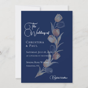 Elegante Navy-Tulpen-Hochzeitseinladung Einladung