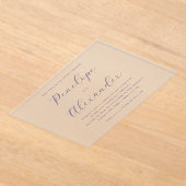 Elegante Navy-Typographie Acryleinladungen (Ablage )