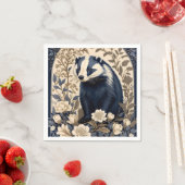 Elegante Navy- und Creme-Dachs-Blumenmuster Serviette (Beispiel)