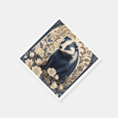 Elegante Navy- und Creme-Dachs-Blumenmuster Serviette (Ecke)