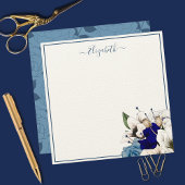 Elegante Navy und Dusty Blue Floral Personalisiert Mitteilungskarte