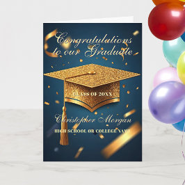 Elegante Navy und Gold Abschluss Celebration Karte