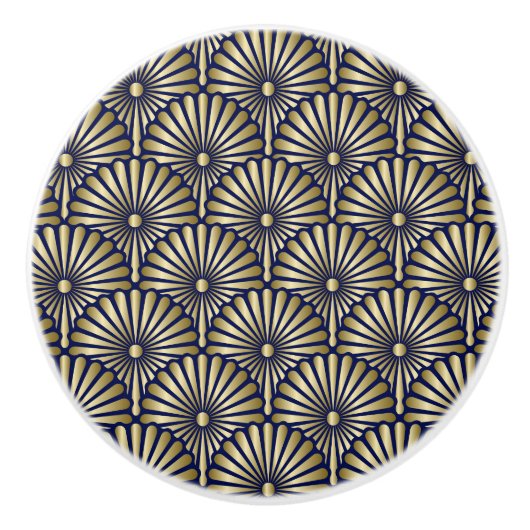 Elegante Navy und Gold Art Deco Drawer Knobs - SRF Keramikknauf (Vorderseite)