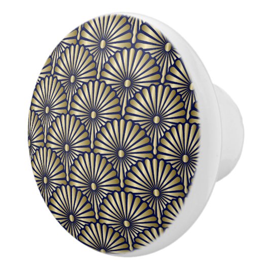 Elegante Navy und Gold Art Deco Drawer Knobs - SRF Keramikknauf (Rechts)