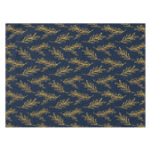 Elegante Navy und Gold Floral Sprig Tischtuch Tischdecke (Vorderseite (Horizontal))