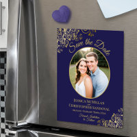Elegante Navy- und Gold-Hochzeit-Save-the-Date-Fot