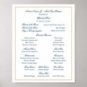 Elegante Navy- und Gold-Hochzeitsgesellschaft Poster