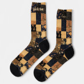 Elegante Navy- und Gold-Patchwork – Benutzerdefini Socken (Linkes Detail)