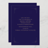 Elegante Navy- und Gold-Save the Date-Karte Save The Date (Vorne/Hinten)
