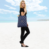 Elegante Navy- und Gold-Seepferde mit Initial Tasche