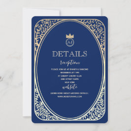 Elegante Navy und Gold Wedding Information Card Einladung