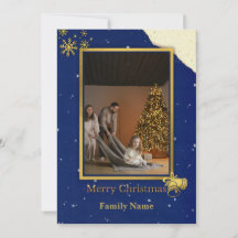 Elegante Navy- und Gold-Weihnachtsfotokarte