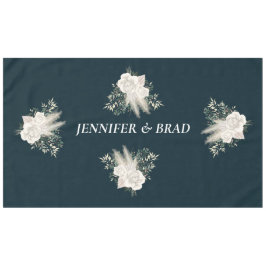 Elegante Navy und Weiße Blume Hochzeitstablett Tischdecke