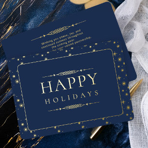 Elegante Navy-Unternehmens-Weihnachtsgrüße Geschäf Folien Feiertagskarte