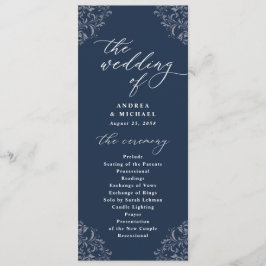 Elegante Navy Vintag Classic Hochzeitsprogramme Programm