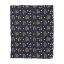 Elegante Navy-Wasserfarbe-Botanische-Blatt-Blumen