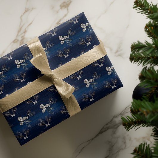 Elegante Navy Wasserfarben Tinte & Golden Jewels W Geschenkpapier Set