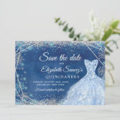 Elegante Navy Weihnachts-Mis-Quince Save the Date Einladung (Stehend Vorderseite)