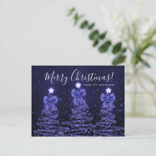 Elegante Navy-Weihnachtsbäume-Schleifen Postkarte