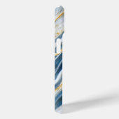 Elegante Navy White Gold Veins Marmor Mit Monogram Case-Mate iPhone Hülle (Rückseite / Rechts)