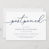 Elegante Navy & White Script Hochzeit Ankündigung (Vorderseite)