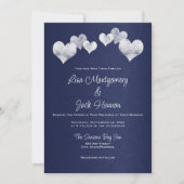 Elegante Navy White Wedding Einladung (Vorderseite)