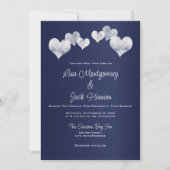 Elegante Navy White Wedding Einladung (Vorderseite)