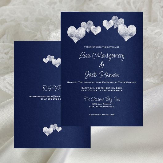 Elegante Navy White Wedding Einladung