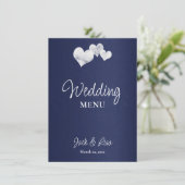Elegante Navy White Wedding Menükarte (Stehend Vorderseite)