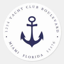 Elegante NAVY YACHT ANCHOR Rücksendeadresse Runder Aufkleber