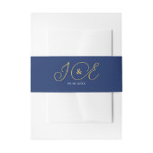 Elegante Navy Yellow Gold Wedding Invitation Suite Einladungsbanderole (Vorderseite Beispiel)