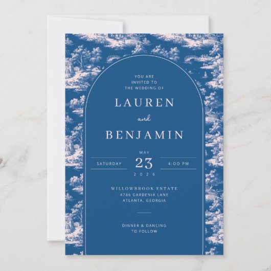 Elegante Navyblau-Landschaft Einladung (Vorderseite)