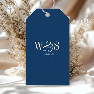 Elegante navyblaue anfängliche Brautpaare Geschenkanhänger