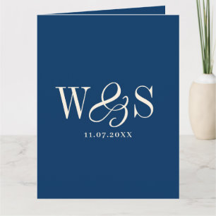 Elegante navyblaue Anfangsbuchstaben Hochzeitspaar Karte