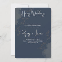 Elegante navyblaue Aquarell-Gold-Schmetterling-Hoc