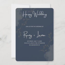 Elegante navyblaue Aquarell-Gold-Schmetterling-Hoc Einladung
