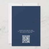 Elegante navyblaue Blumen & QR-Code-Hochzeit Save The Date (Rückseite)