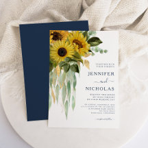 Elegante Navyblaue Blumen-Sonnenblumen-Hochzeit