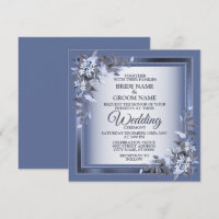 Elegante Navyblaue Blumenmuster Silberne Hochzeit