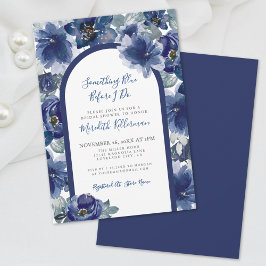 Elegante Navyblaue Florale Babyparty zur Hochzeit Einladung
