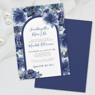 Elegante Navyblaue Florale Brautparty Einladung