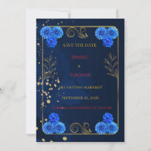 Elegante Navyblaue Hochzeit-Vorlage zum "Save the 