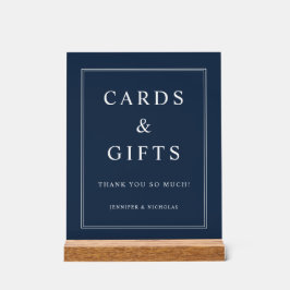 Elegante Navyblaue Karten und Geschenke Hochzeit Acrylschild