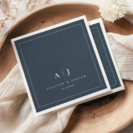 Elegante navyblaue Monogramm-Hochzeitsservietten Serviette