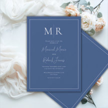 Elegante Navyblaue Monogramm-Moderne Hochzeit