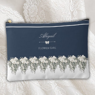 Elegante Navyblaue Orchideen-Blumenmädchen-Accesso Zubehörtasche