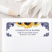 Elegante Navyblaue Sonnenblumen-Rücksende-Adresse (Insitu)