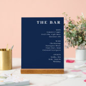 Elegante Navyblaue typografische Bar-Speisekarte Acrylschild (Hochzeit)