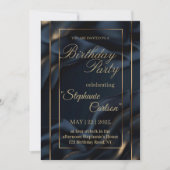 Elegante Navyblaue und goldene Hochzeitseinladung Save The Date (Vorderseite)