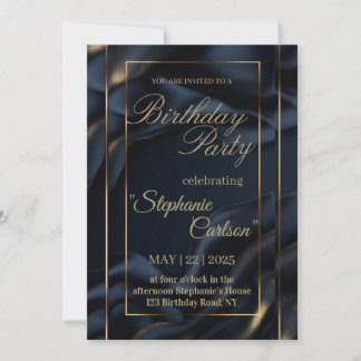 Elegante Navyblaue und goldene Hochzeitseinladung Save The Date